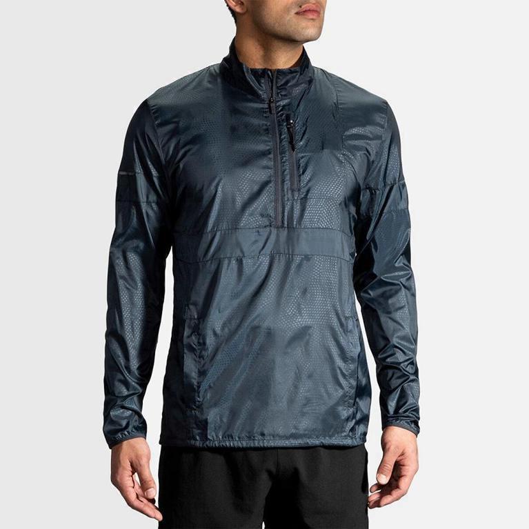 Brooks Lsd Pullover NZ - Men's Running Jackets - Blue (30541-ZICX)